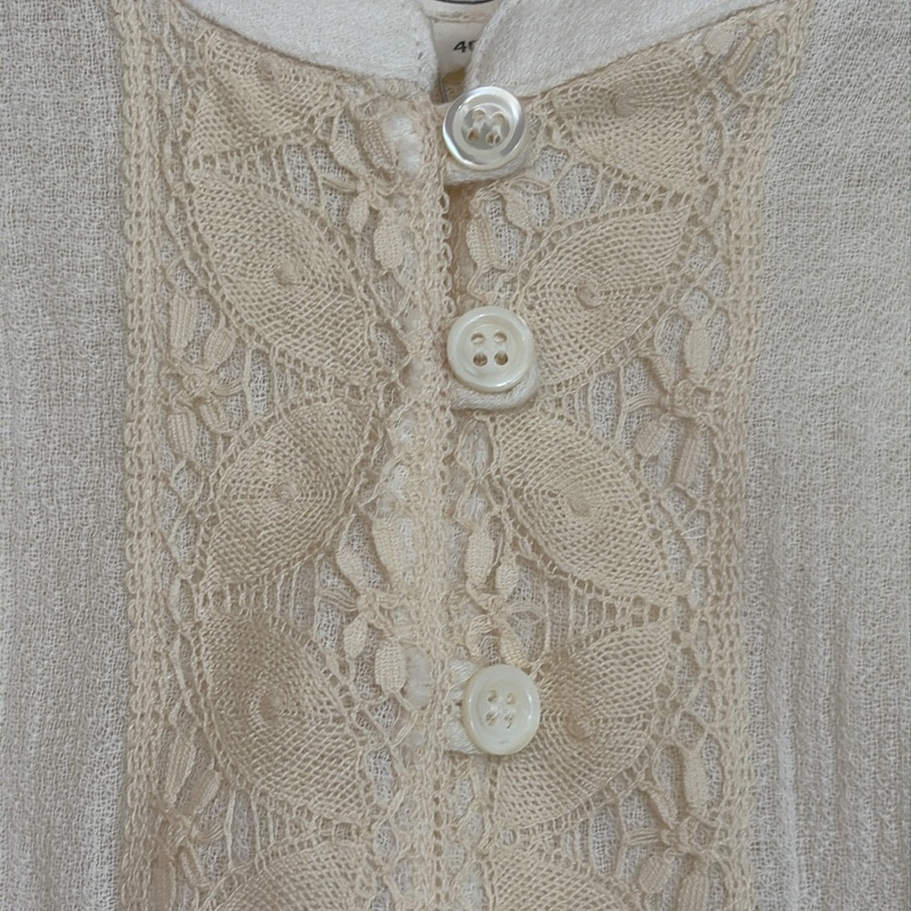 Zyga Lin'n Laundry NWT Medee Chemise Ivory Cotton Gauze Button Up Lace Top FR 40 - Picture 11 of 17